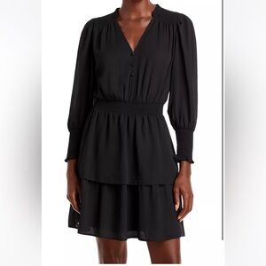 Bloomingdale’s Smocked Mini Dress. Black. XS. Like new!